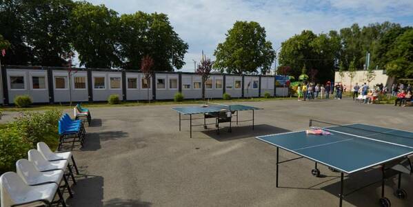 A temporary modular town was opened in the hero city of Bucha