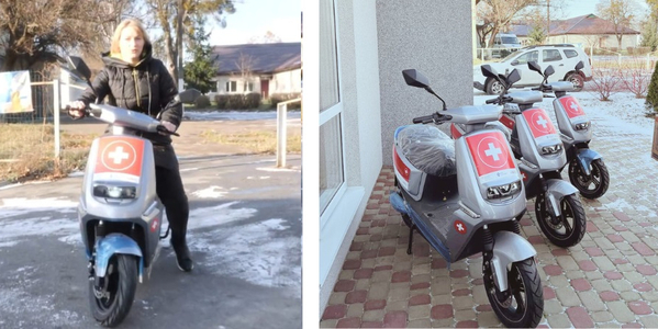 Лікарі деокупованих громад отримали скутери та медичне обладнання від Швейцарії

