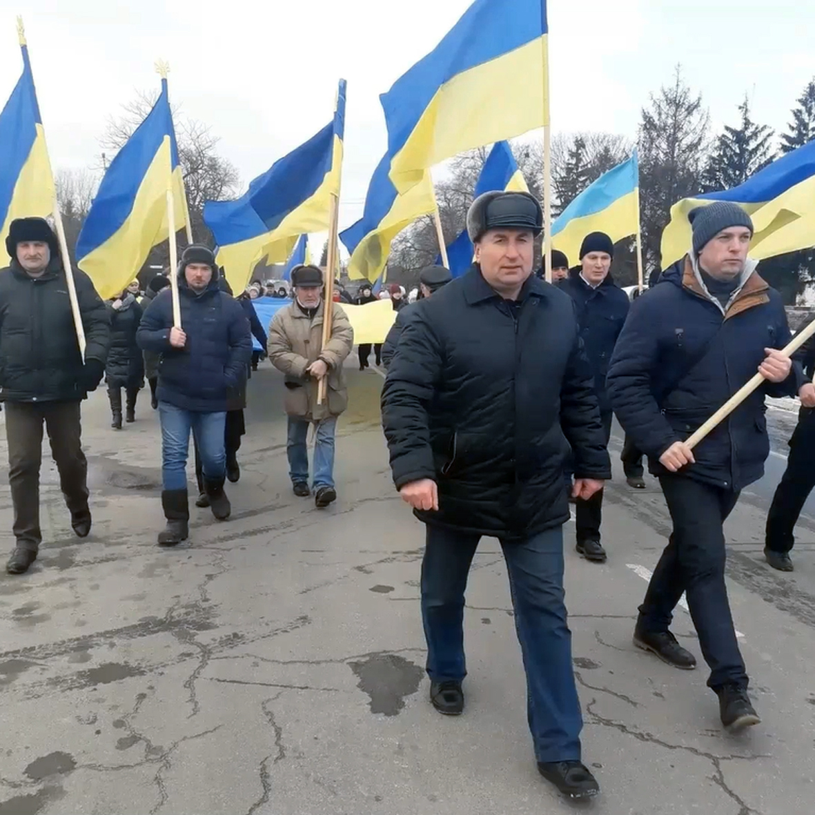 Городнянський міський голова Андрій Богдан під час мітингу 9 березня 2022 року Городнянський міський голова Андрій Богдан під час мітингу 9 березня 2022 року